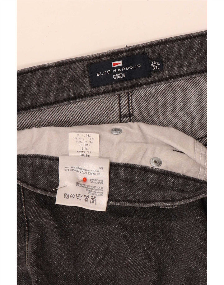 Marks & Spencer Herre Blue Harbor Straight Jeans W36 L31 Grå Bomuld