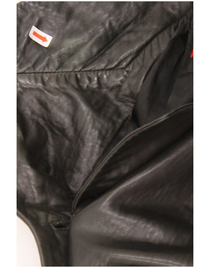 MAURITIUS dame 3-knaps læder blazerjakke UK 18 XL sort læder