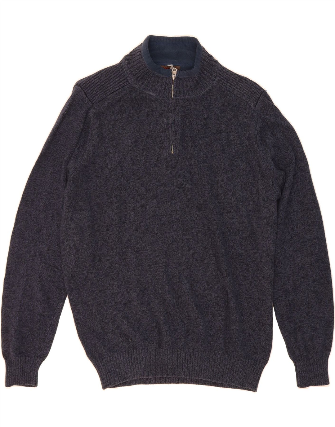 DOCKERS Mens Zip Neck Jumper Sweater Large Navy Blue Flecked Cotton Vintage Dockers and Second-Hand Dockers from Messina Hembry 