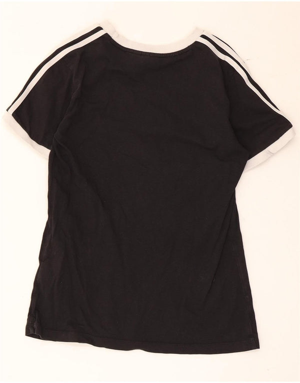 Adidas Dame T-Shirt Top UK 12 Medium Sort Colourblock Bomuld