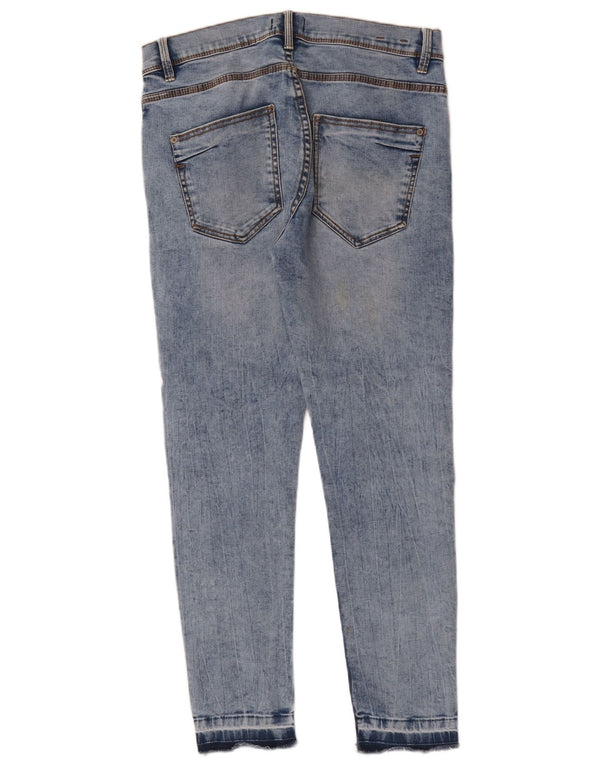 Zara Mens Distressed Skinny Jeans EU 42 Large W32 L28 Blue Cotton