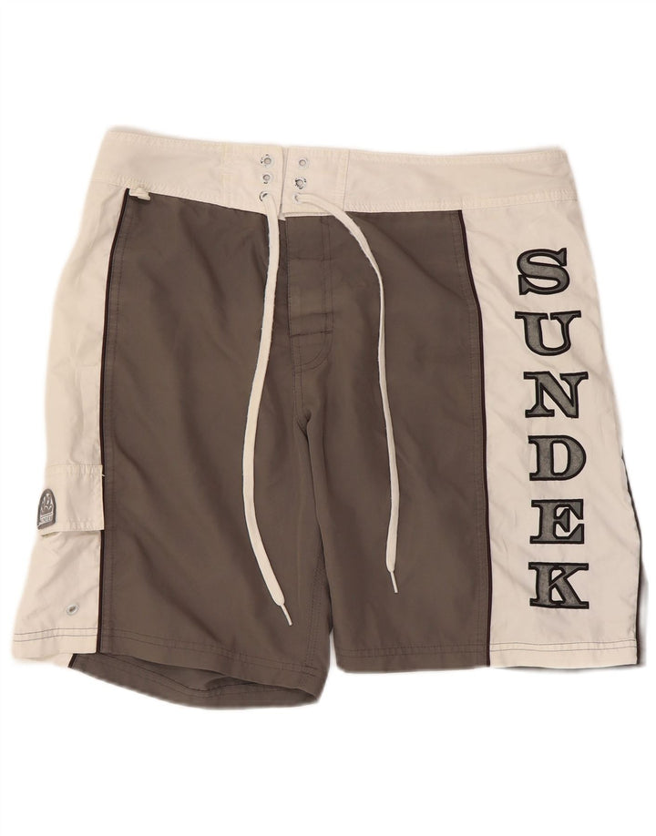 Sundek Herre grafiske svømmeshorts Medium Grå Colourblock