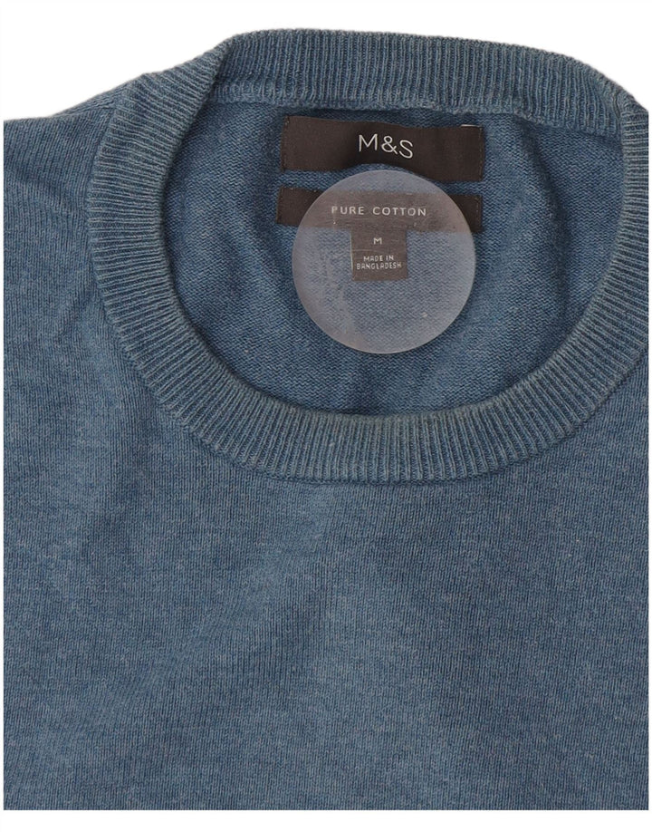 Marks & Spencer Herre sweater med rund hals, mellemblå bomuld