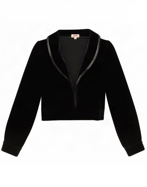 Vintage Dame Velvet Bolero Jacket UK 10 Small Black