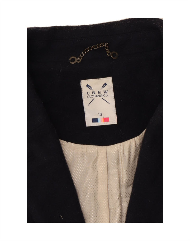 CREW CLOTHING Womens Overcoat UK 10 Small Navy Blue Wool Vintage Crew Clothing and Second-Hand Crew Clothing from Messina Hembry 