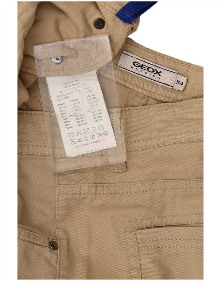 GEOX Herre Respira Straight Casual Bukser IT 54 2XL W38 L32 Beige Bomuld