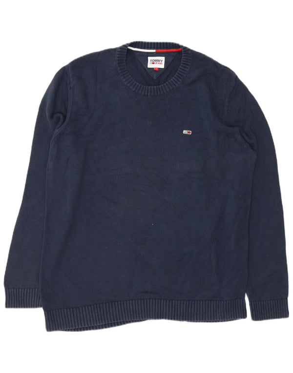 Tommy Hilfiger Herre Crew Neck Jumper Sweater Large Navy Blue Bomuld