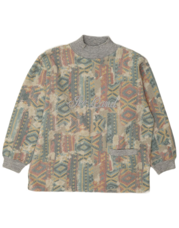 Vintage Womens Graphic Fleece Jumper UK 14 Large Multicoloured Geometric