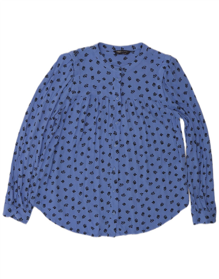 Marks & Spencer Dameskjortebluse UK 10 Small Blue Floral Viscose