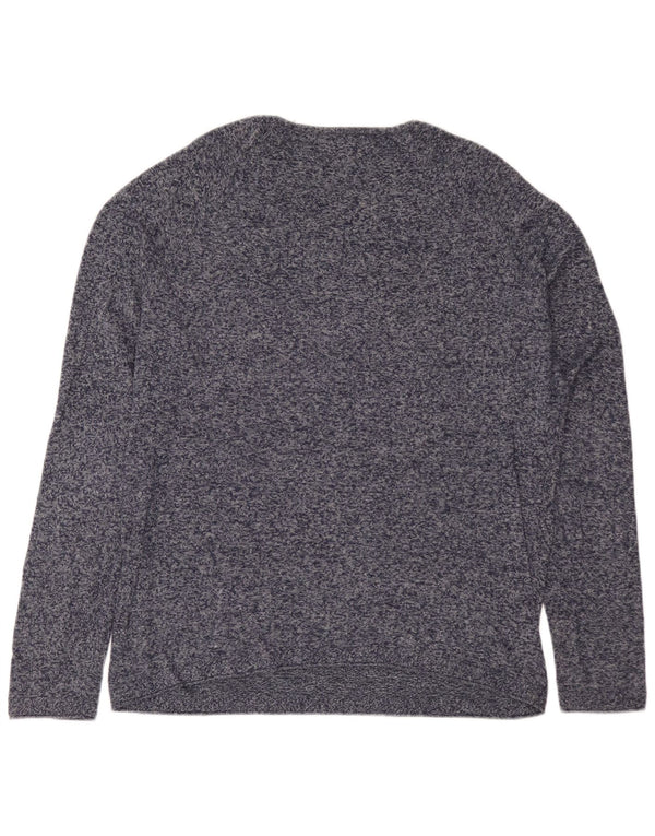 Zara Herre Boat Neck Jumper Sweater XL Navy Blue Flecked