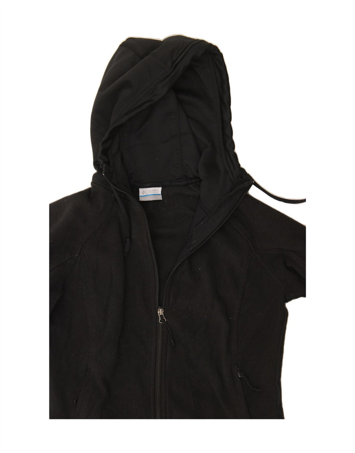 COLUMBIA Womens Hooded Fleece Jacket UK 10 Small Black Polyester Vintage Columbia and Second-Hand Columbia from Messina Hembry 