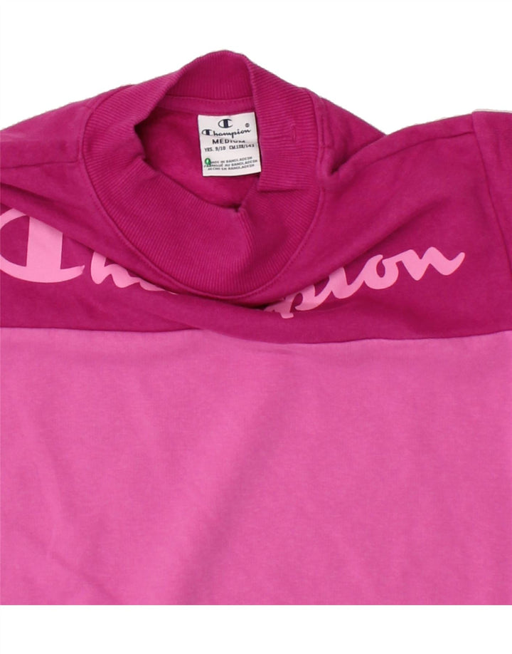 CHAMPION Girls Graphic Sweatshirt Jumper 9-10 Years Medium Pink Vintage Champion and Second-Hand Champion from Messina Hembry 