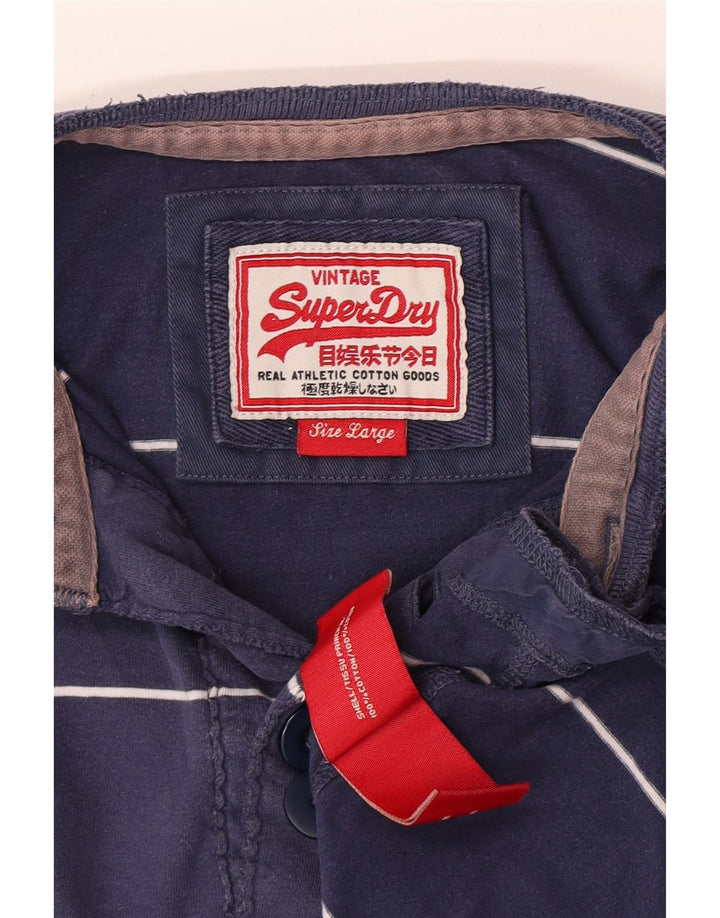 SUPERDRY Herre grafisk top langærmet stor marineblå stribet bomuld