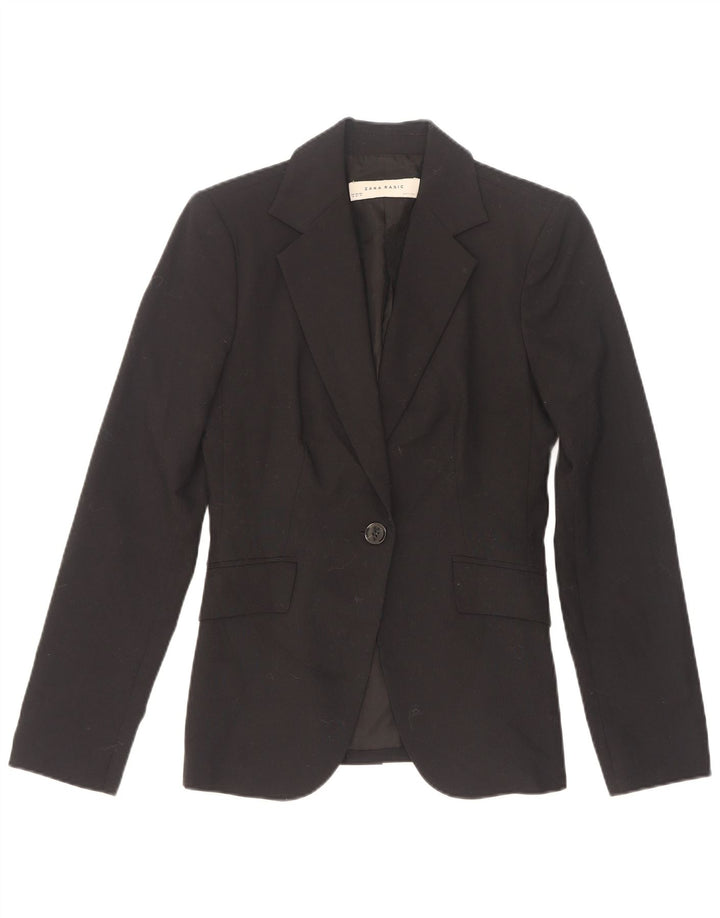 Zara Dame 1 Knap Blazer Jakke EU 34 2XS Sort