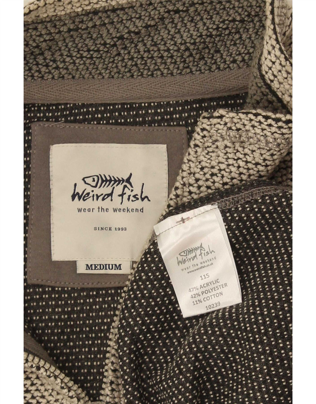 Weird Fish Herre Grafisk Zip Neck Sweatshirt Jumper Medium Grey Colourblock