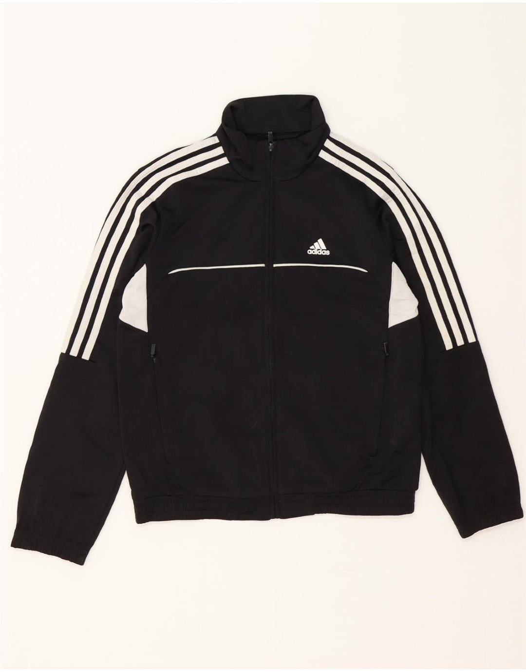 ADIDAS Boys Tracksuit Top Jacket 11-12 Years Black Colourblock Polyester Vintage Adidas and Second-Hand Adidas from Messina Hembry 