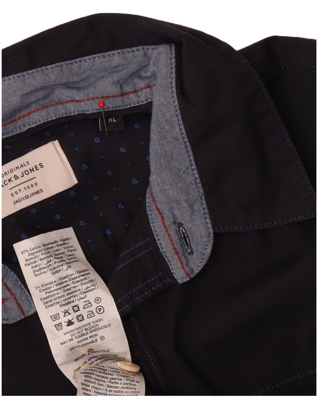 Jack & Jones herreskjorte XL marineblå bomuld