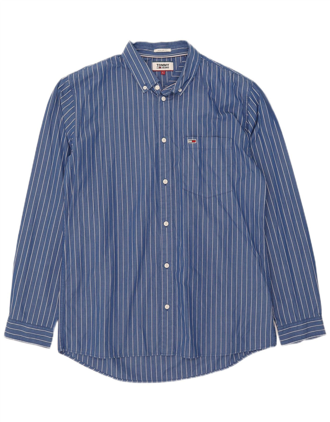 Tommy Hilfiger Herre Regular Fit skjorte Stor blå stribet bomuld