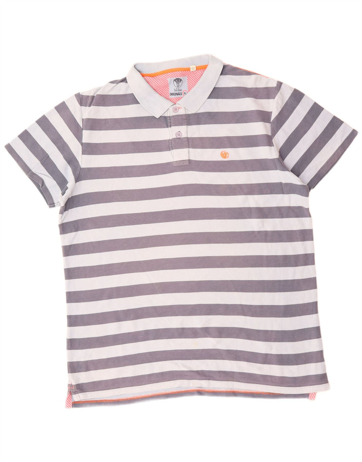 FAT FACE Herre poloshirt XL blå stribet bomuld