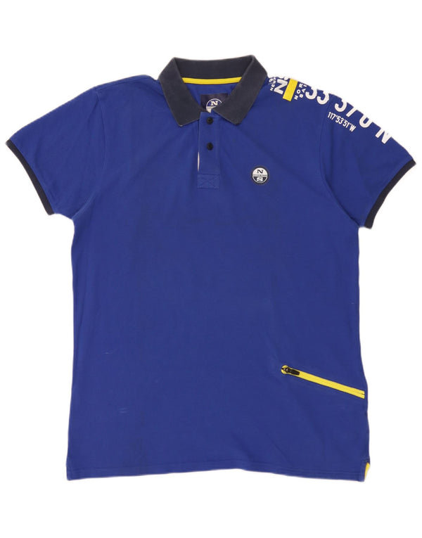 North Sails Herre Grafisk Polo Shirt XL Blå Bomuld
