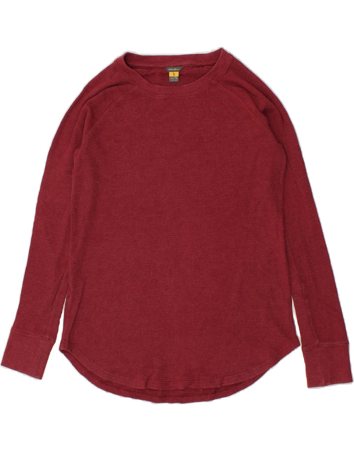 EDDIE BAUER Womens Tall Top Long Sleeve UK 14 Medium Burgundy Cotton Vintage Eddie Bauer and Second-Hand Eddie Bauer from Messina Hembry 