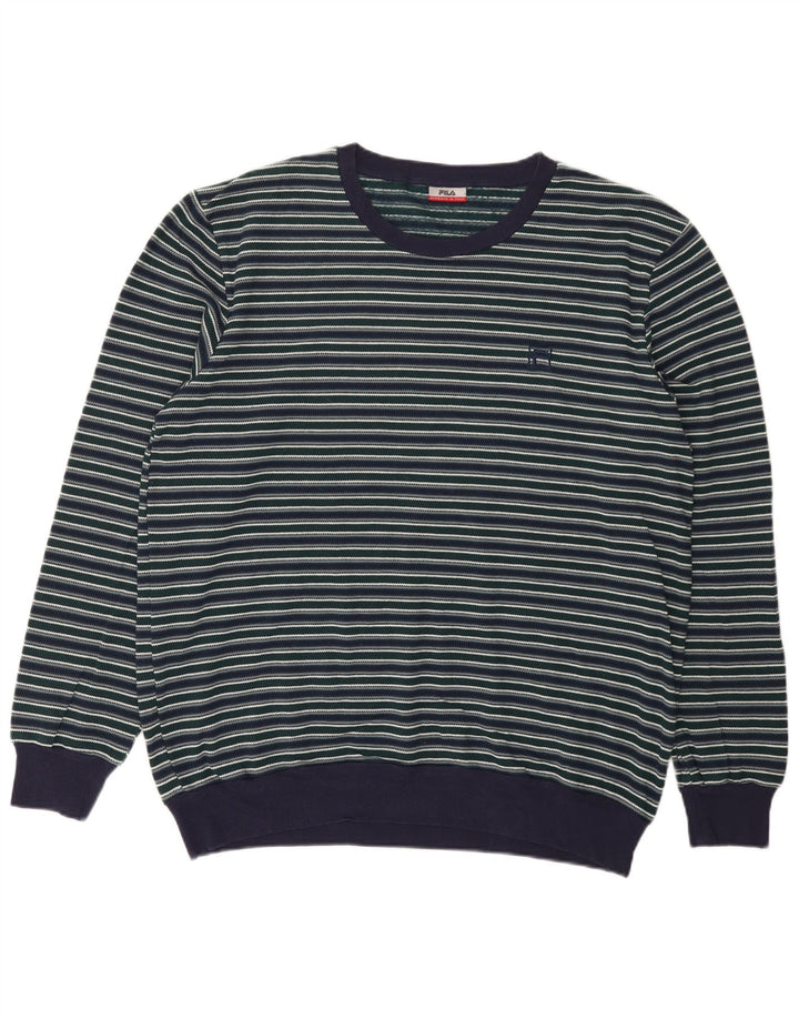 Fila Herre rund hals sweater stor marineblå stribet bomuld