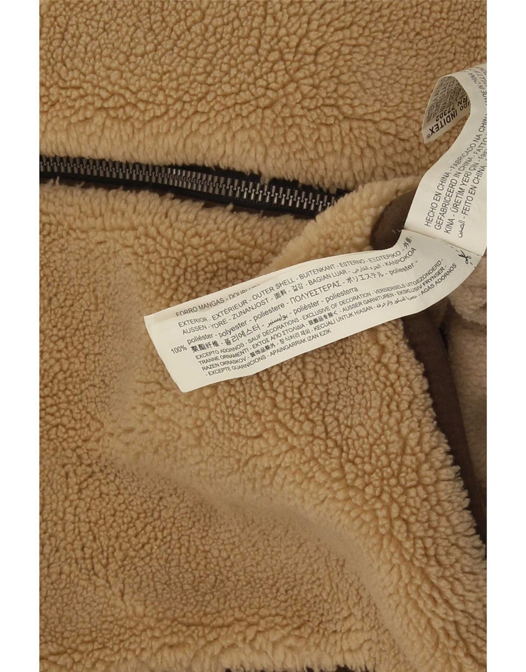 Zara Herre Fleecejakke UK 38 Medium Beige Polyester