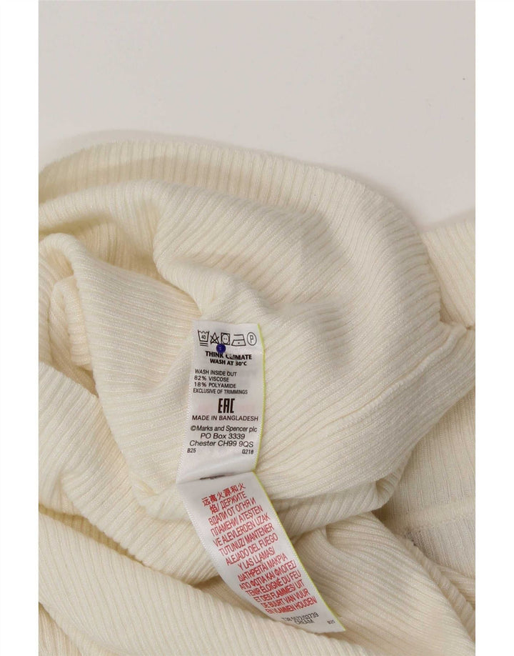 Marks & Spencer Dametop Langærmet UK 10 Small Off White Viscose