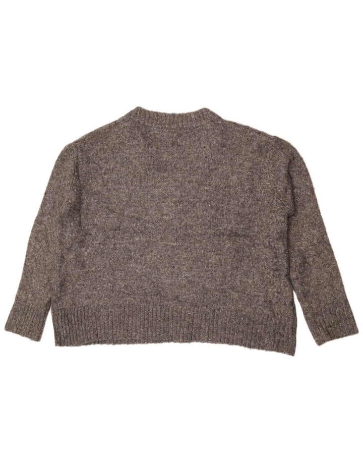 Zara Dame Oversized V-hals sweater UK 10 Small Grey Flecked