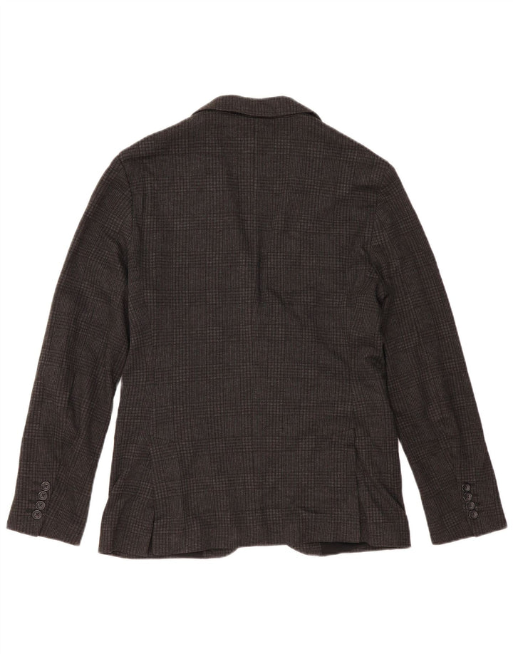 Zara Herre 2-knaps blazerjakke EU 48 Mellemgrå ternet polyester