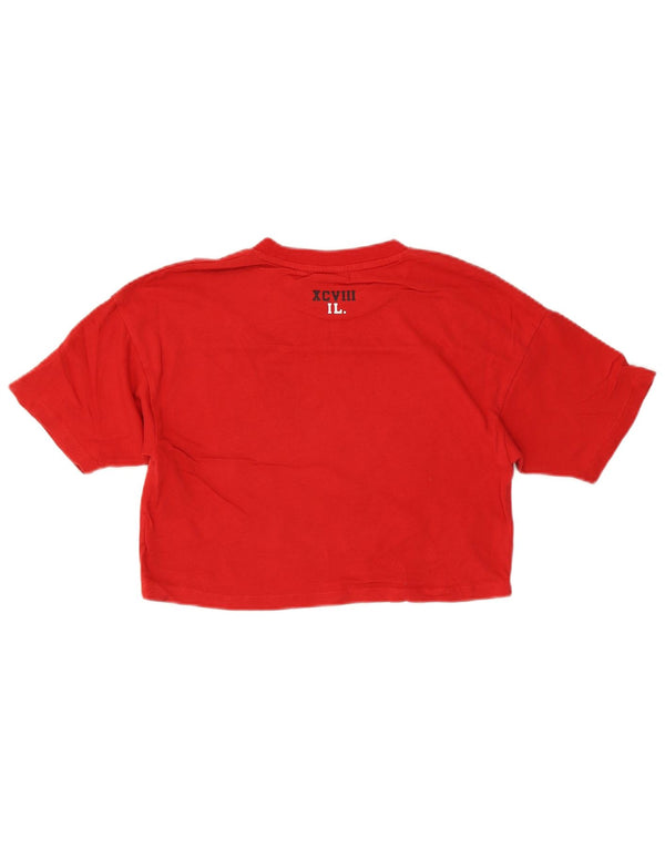 Superdry Womens Crop Graphic T-Shirt Top UK 8 Small Red Bomuld