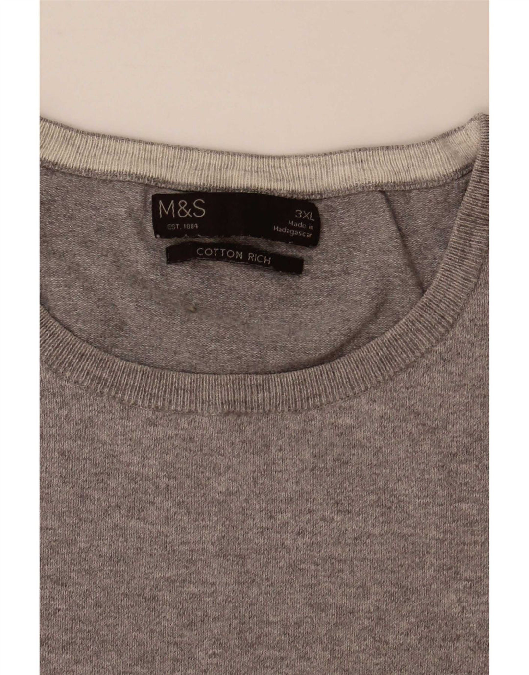 Marks & Spencer herre sweater med rund hals 3XL grå farveblok