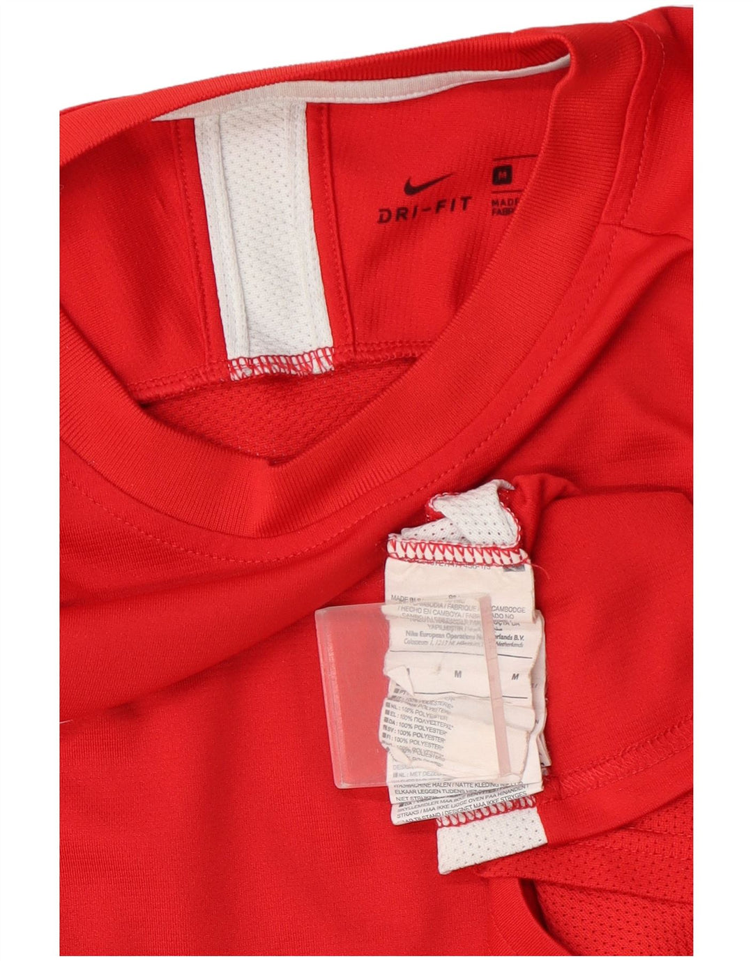Nike Herre Dri Fit T-shirt Top Medium Rød Colourblock Polyester