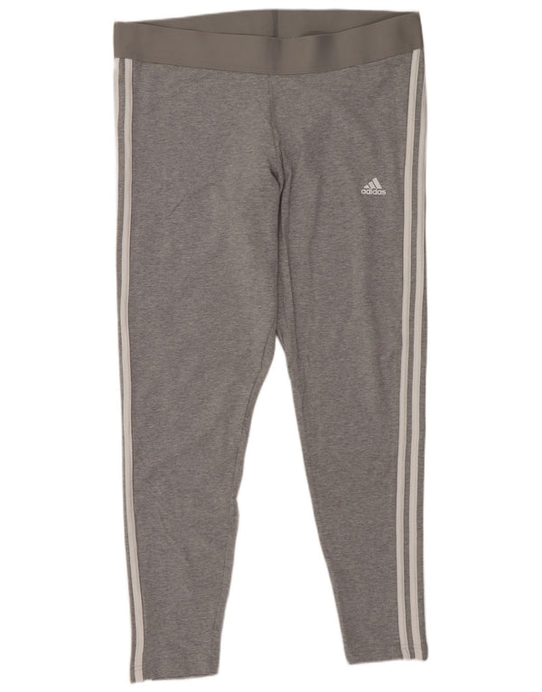 Adidas Dame Grafiske Leggings UK 20-22 XL Grå Bomuld Sports