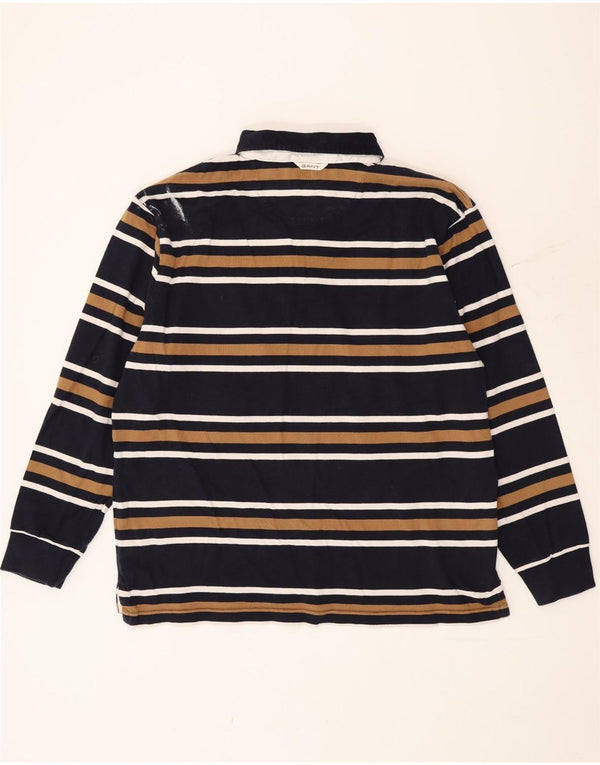 Gant Langærmet Rugby Polo Shirt 2XL Marineblå stribet bomuld