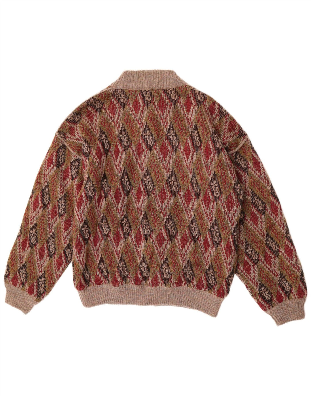Carlo Herre Strik Bomber Jacket EU 50 Large Multicolored Argyle/Diamond Wool