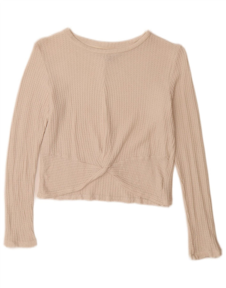 Topshop Dame Crop Top Langærmet UK 8 Small White Viscose