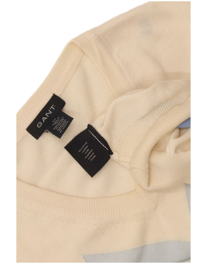 Gant Herre V-hals sweater Medium White Argyle/Diamond Bomuld