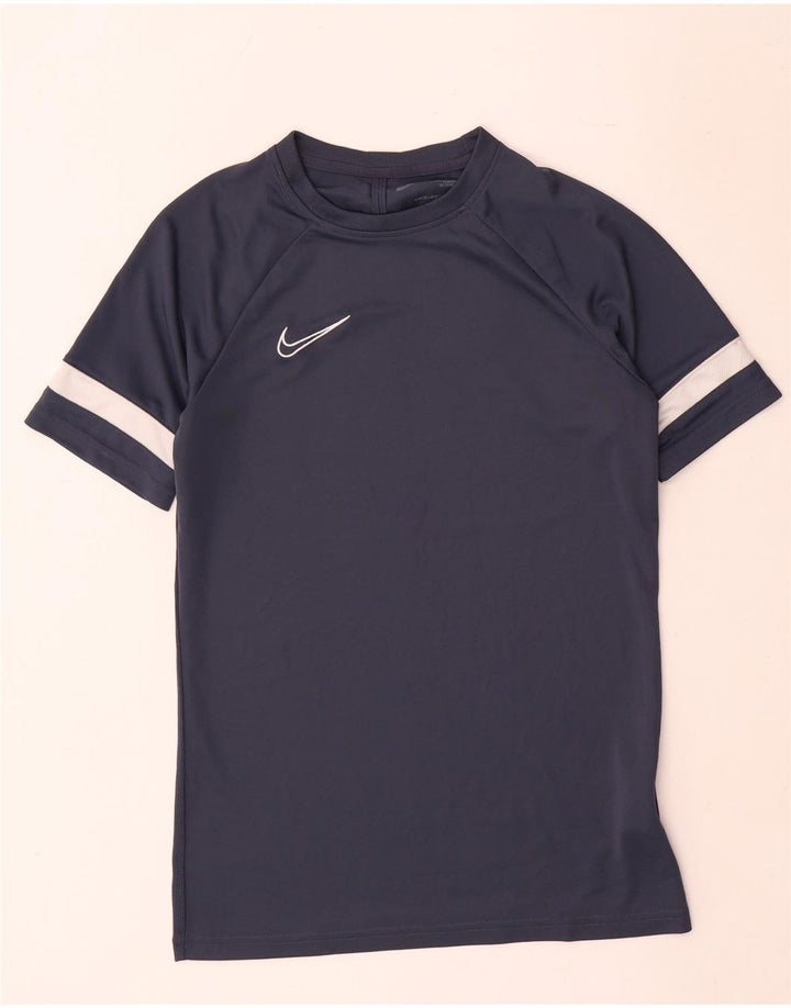 Nike Herre Dri Fit T-shirt Top Lille marineblå Colourblock Polyester