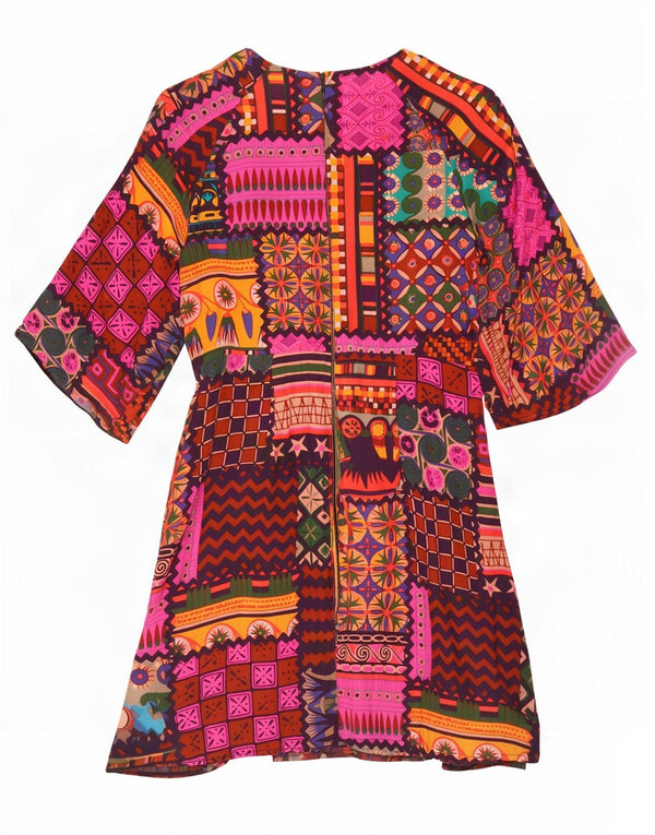 Desigual 3/4 ærmet basiskjole til kvinder EU 44 XL Flerfarvet patchwork