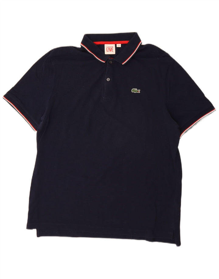Lacoste Herre Polo Shirt Størrelse 7 2XL Navy Blue Bomuld