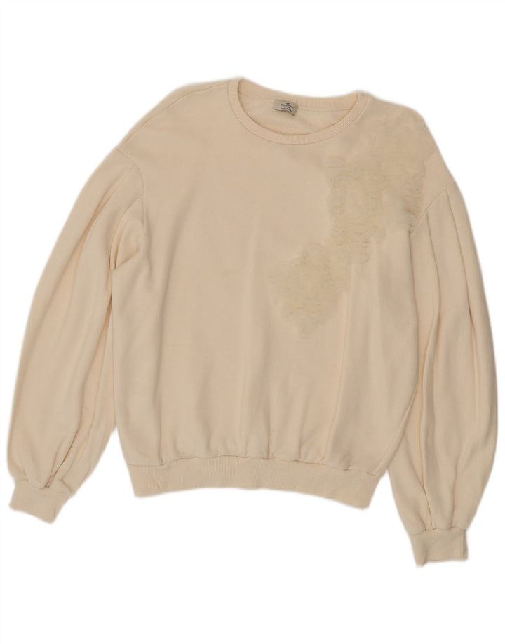 Liu Jo Dame Sweatshirt Jumper UK 14 Medium Off White Floral