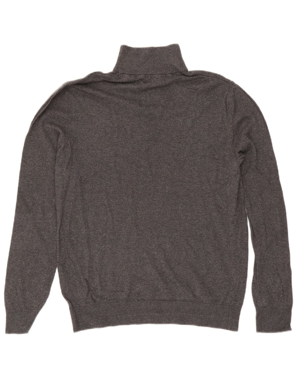 Jack & Jones Herre Zip Neck Jumper Sweater Medium Grey Bomuld