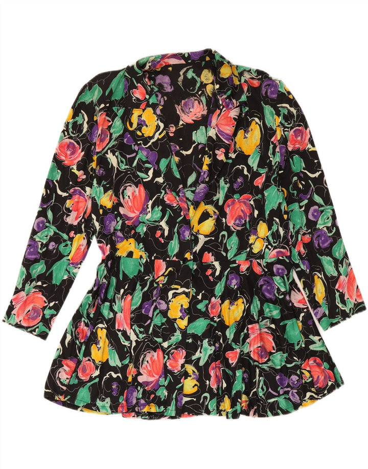 VINTAGE Dame Blazer Jacket UK 12 Medium Multicolored Floral