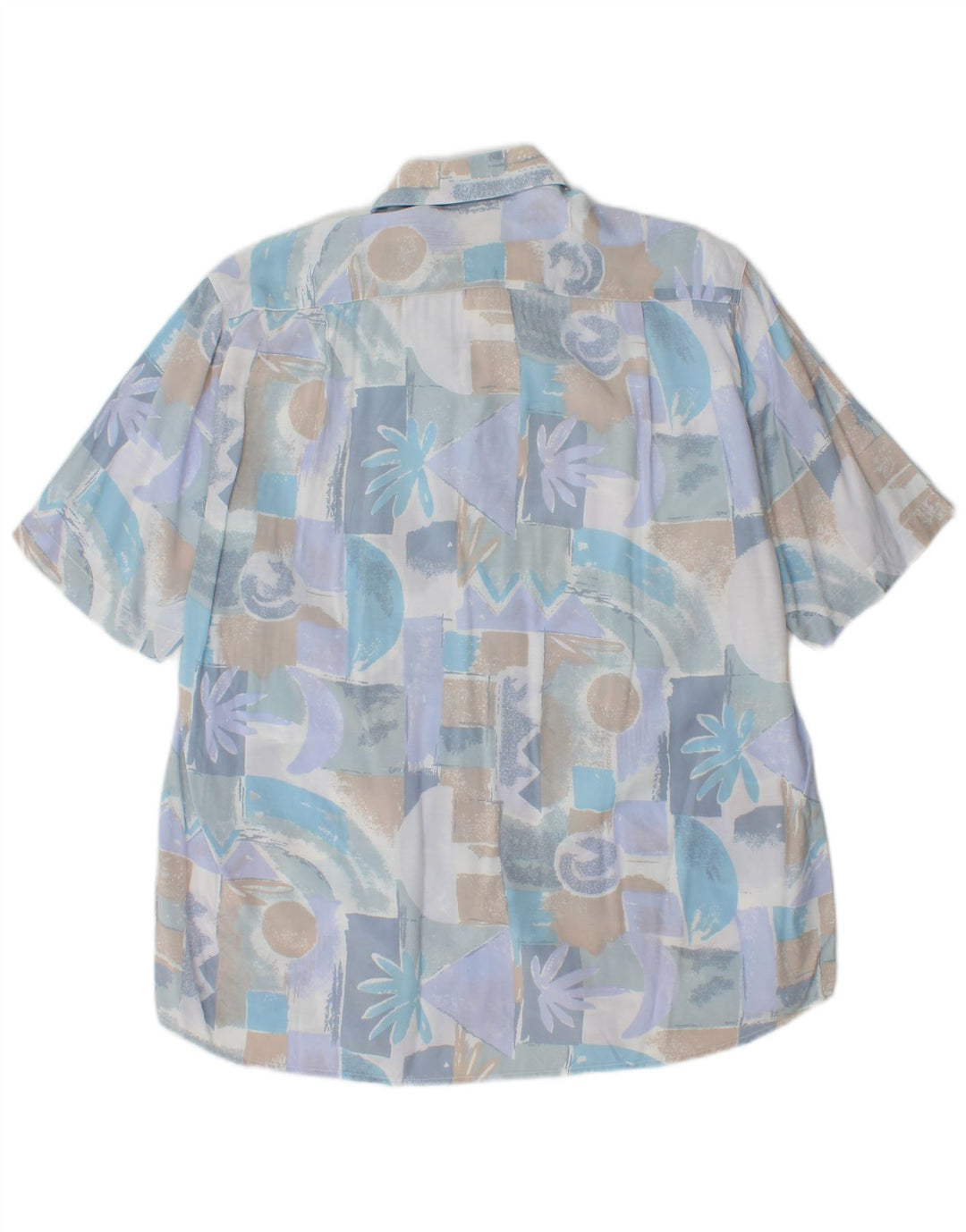 VINTAGE Kortærmet Herreskjorte Medium Blue Geometric