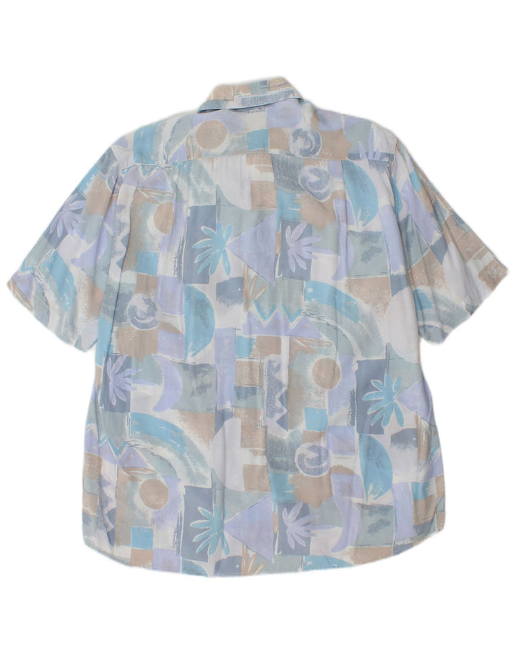 VINTAGE Kortærmet Herreskjorte Medium Blue Geometric
