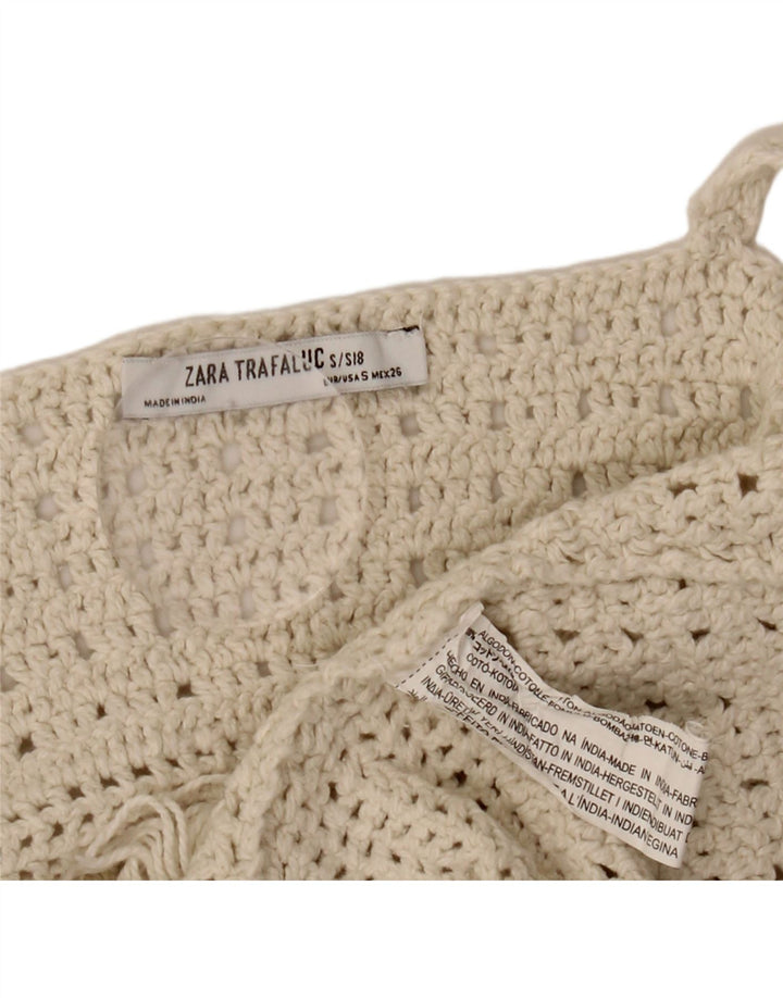 Zara Hæklet Cami Top UK 8 Small Off White Bomuld
