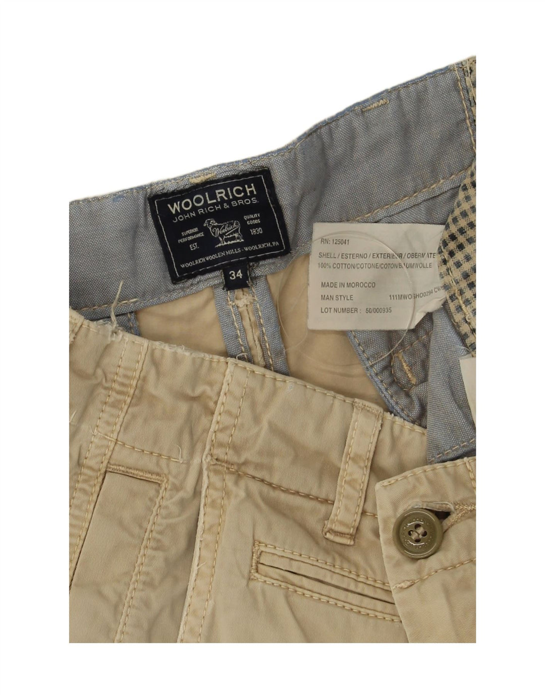 Woolrich Herre Chino Shorts W34 Stor Beige Bomuld