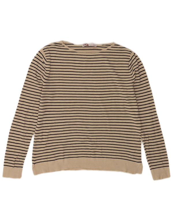 Zara Dame Jumper Sweater UK 10 Small Off White Stribet