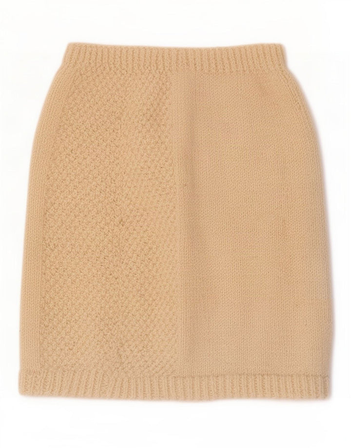 Vintage damestrikket mininederdel W26 lille beige
